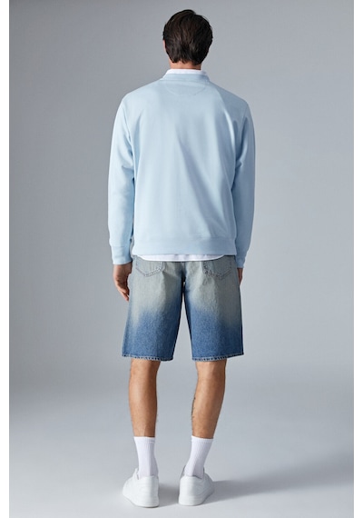 Grımelange Bonell Erkek %100 Pamuk Relaxed Bisiklet Yaka Uzun Kollu Açık Mavi Sweatshirt Açık Mavi