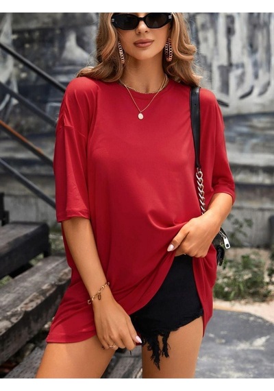 Unisex Düz Renk Oversize T-shirt 001