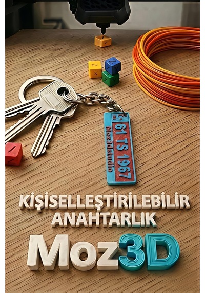 Kişiye Özel KIrmızı Mavi Plaka Anahtarlık