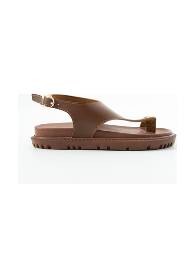Polomia Comfort Kadın Parmak Arası Metal Detaylı Kalın Taban Flat Sandalet Taba Polomia Comfort Kadın Parmak Arası Metal Detaylı Kalın Taban Flat Sandalet Taba