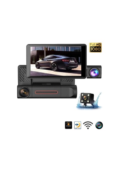 C-309 2" Dvr Araç İçi Kamerası Lcd Ekranlı Gece Görüşlü 3 Kameralı G-sensör Wi-fi 1080p Diğer
