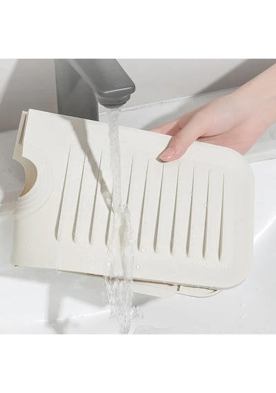 Beyaz Bulaşık Süngeri Banyo Lavabo Tezgahı Koruyucu Silikon Musluk Matı Su Geçirmez Kaymaz Plastik B Diğer