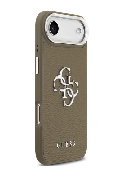 Apple Uyumlu iPhone 17 Air  Kılıf Guess Lisanslı Grained 4g Metal Büyük Logolu Kapak Kahverengi Kahverengi