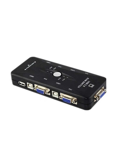 4 Port Kvm Switch Vga + Usb 2.0 - 4 Pc 1 Monitör Klavye Fare Kontrol Cihazı 1080p 30hz - Sürücüsüz