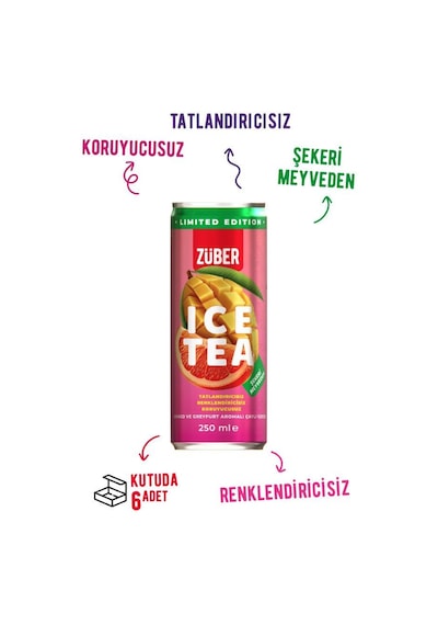 Ice Tea Mango & Greyfurt Soğuk Çay 250ml X 6 Adet