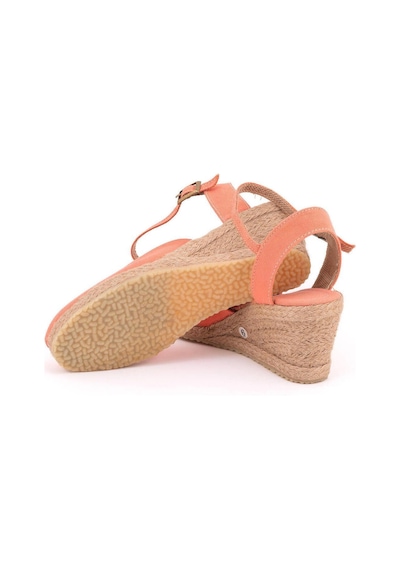 Star Tombis Gerçek Elişi Topuğu Açık Bilekten Bantlı Dolgu Topuk Keten Hasır Espadril Handmade Nar Çiçeği Narçiçeği