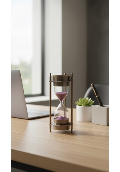 Ahşap Hediye Kutulu Pusulalı Kum Saati 12 Cm Eskitme Metal Denizci Çapa Temalı Masaüstü Aksesuar