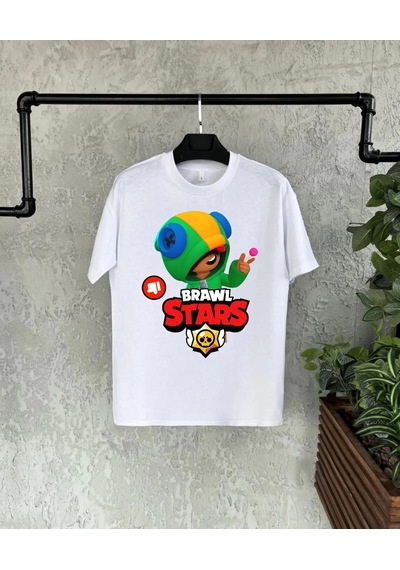 Barlashive Unisex Baskılı Kısa Kol Çocuk T-shirt - Beyaz Çok Renkli