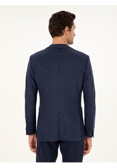 Cacharel Lacivert Slim Fit Kaşmir Karışımlı Ceket