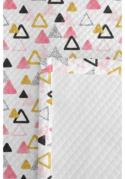 Pembe Geometrik Genç Odası Tek Kişilik Pike Takımı-modern Siyah Gold 160x220cm Kapitone Yatak Örtüsü Ilık Dalgakıran Uyumu