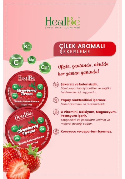 Çilek Aromalı Şekersiz Şekerleme