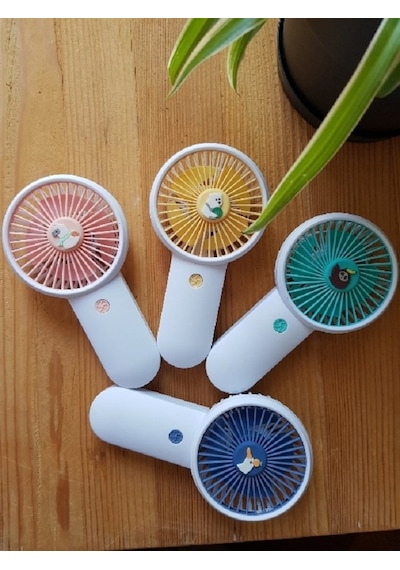 Şarjli Mini El Fanı Masa Fanı Soğutucu Masa Üstü Vantilatör Usb Stantlı Cep Telefonu Tutucu Sarı