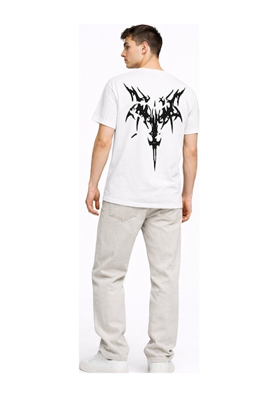 Nevermind Oversize Erkek Tişört Arkası Baskılı Streetwear Siyah Grafik Back Beyaz