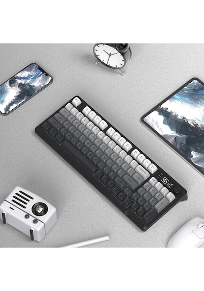 Miaxtreme Freewolf M96 2.4g+bt5.0 Triple Mebran Sessiz Tasarım Tft Led Ekranlı Reinbow Gaming Oyuncu Klavye