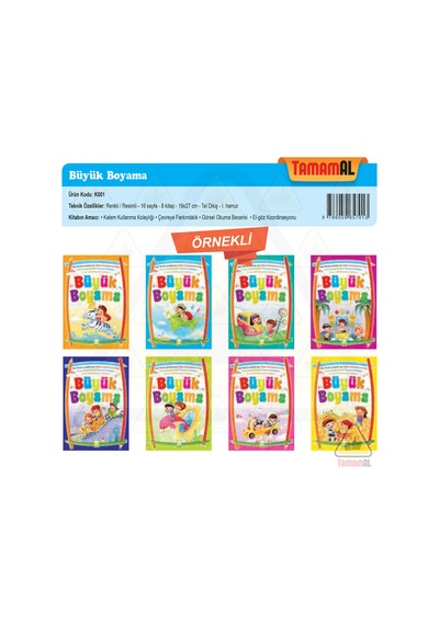 Boyama Kitabı Okul Öncesi 8 Farklı Kitap Örnekli