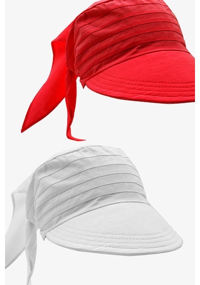Külah Kadın Bağlamalı Siperli Eşarp Bandana Plaj Şapkası 2li Paket Kırmızı/beyaz - Kırmızı