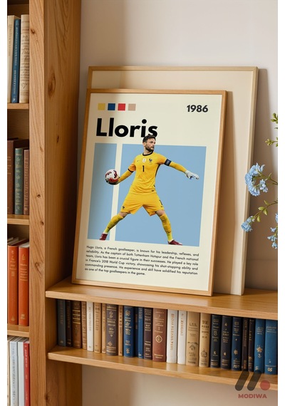 Lloris Futbol Posteri, Ahşap Çerçeveli Duvar Tablosu - Spor Severlere Hediye