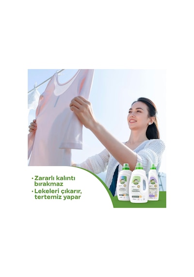 Just Green Organic Bitkisel Sıvı Çamaşır Deterjanı Beyazlar Ve Renkliler İçin, Kokusuz & Hipoalerjenik, Ecocert Sertifikalı, 30 Yıkama 1500 Ml