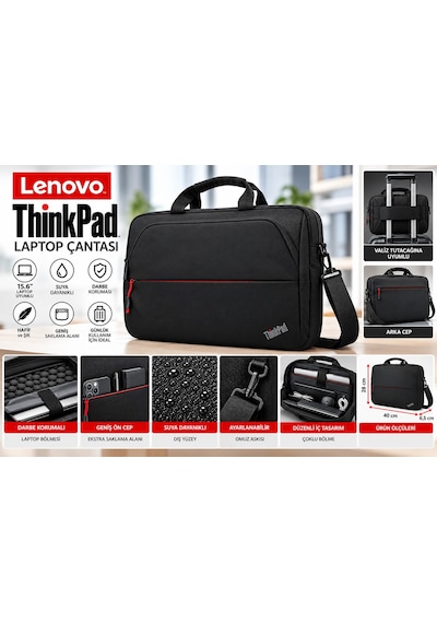 Lenovo Thinkpad Essential 41c12469 16 İnç Eco Siyah Polyester Kumaş Suya Dayanıklı Omuz Askılı Laptop Çantası