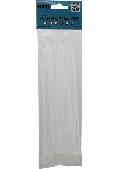 25pcs Beyaz 3.6x200mm Plastik Cırt Kelepçe Go-53-vice 03865