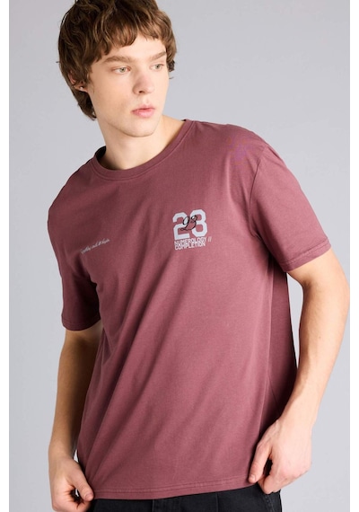 Defacto Regular Fıt Baskılı Kısa Kollu Tişört G3214ax26spbr494 Bordo-br494