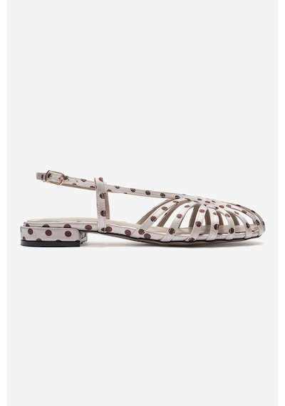 Luvi Shoes Lıss Bej Kahverengi Puantiyeli Kadın Sandalet