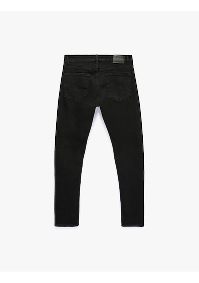 Koton Normal Bel Pamuklu Cepli Slim Fit Jean Pantolon - Brad Jean Siyah 7wam40251nd