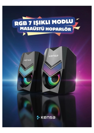 Rgb Işıklı Masaüstü Usb Hoparlör 6w Stereo Ses, 1000 Mah Şarjlı, Bilgisayar & Laptop Uyumlu