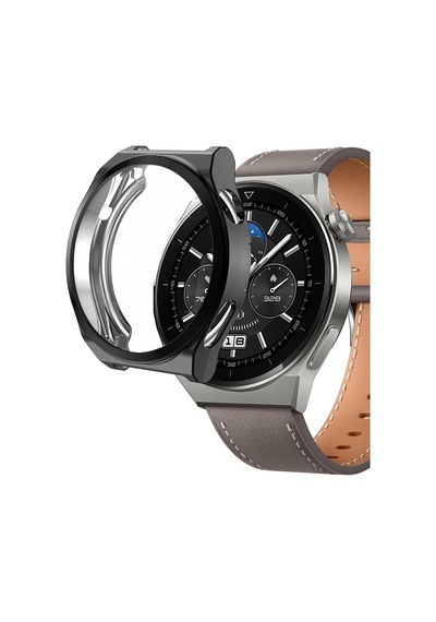 Huawei Watch 4 Pro İçin Kılıf 360 Full Round Soft Silicone Siyah Watch 4 Pro İle Uyumlu Kılıf - Siyah Çok Renkli