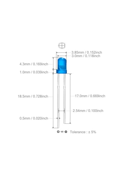 3mm Led Mavi Diyot Diffused 1 Adet