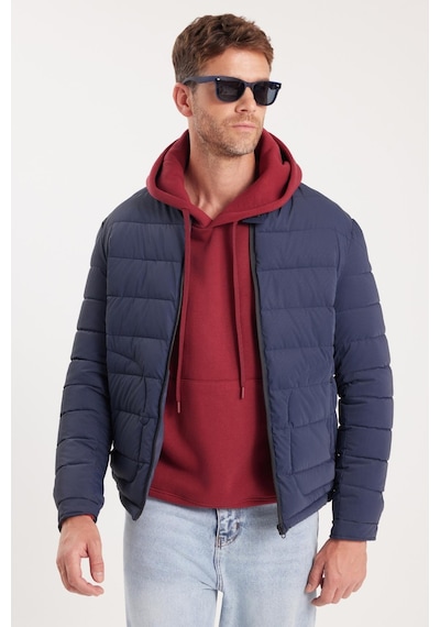 Tudors Erkek Regular Fit Klasik Kesim Dik Yaka Çift Cepli Sıcak Tutan Lacivert Şişme Mont-41803 Lacivert
