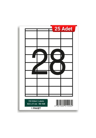 Herboy Hb-1028 52,5 X 41 Mm A4 Laser Etiket 25 Adet