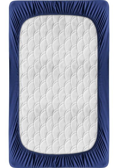 Penye Lastikli Çarşaf, Battal Çift Kişilik , Koyu Mavi, Pamuk-elastan Örme Kumaş, 230 Gr/m² Koyu Mavi
