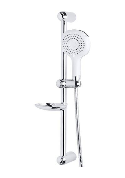 Duş Takımı Beyaz Yıldız Sürgülü Örgülü Spiralli 150 Cm Gümüş