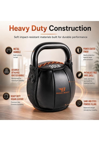 Halter, Kondisyon, Güç Ve Çekirdek Antrenmanı İçin Saplı Yumuşak Kettlebell 30 Lb Bbkb-30
