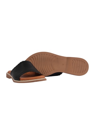 Napa Shoes Kadın Lazer Kesimli Perfore Düz Taban Rahat Terlik Napa-1204 Siyah