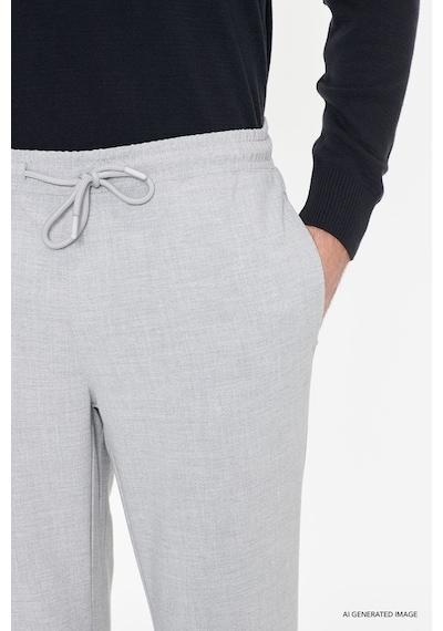 Ac&Co / Altınyıldız Classics Slim Fit Dar Kesim Beli Bağlamalı Yan Cepli Erkek Pantolon - Gri