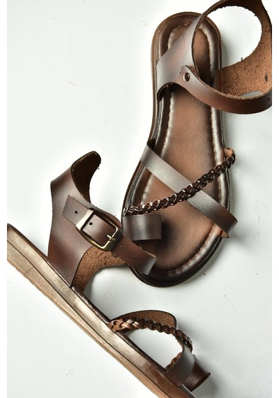 Fox Shoes U390905303 Kahverengi Hakiki Deri Kadın Sandalet Kahverengi-hakiki Deri