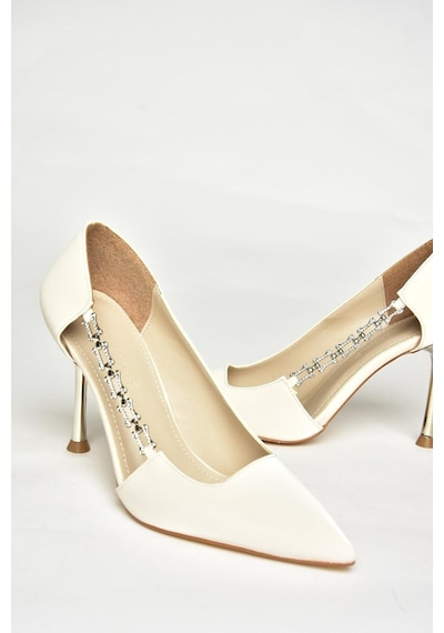 Fox Shoes U820991504 Ten Kumaş İnce Topuklu Abiye Ayakkabı Ten