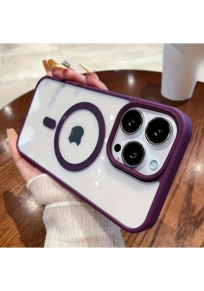 Chenkestoreone Apple Uyumlu iPhone 11 Mor Kasa Korumalı Manyetik Kılıf Kablosuz Şarj Sert Kapak