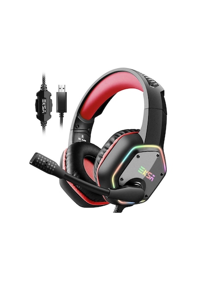 Eksa E1000 Gaming Kulaklık Oyuncu Kulaklığı 7.1 Surround RGB Led USB Bağlantı & Mikrofon ZORE-257893