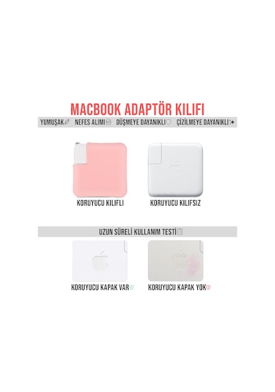 Magsafe Şarj Aleti Silikon Kılıfı Mac Pro Magsafe 1-2 85w Usb-c 87w-96w-140w Uyumlu Pembe