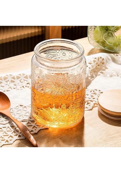 Cam Saklama Kavanozu, 28 Oz/24 Oz Bambu Ahşap Kapaklı Cam Gıda Saklama Kapları, Mutfak Tezgahı, Kiler, Kurabiye, Kahve, Çay, Şeker İçin 2 Hava Geçirmez Kurabiye Kavanozu Seti Çok Renkli