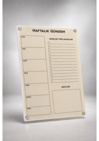 Haftalık Planlayıcı Silinebilir Buzdolabı Not Panosu - 2 Adet Kalemli Sürpriz Hediyeli