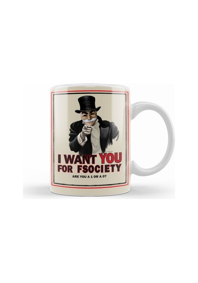 Mr Robot I Want You For Fsociety Kupa Bardak Porselen Karışık