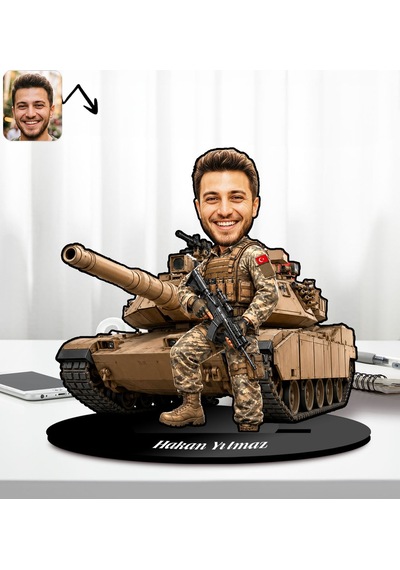 Bk Gift Kişiye Özel Tank Tasarımlı Karikatür Biblo