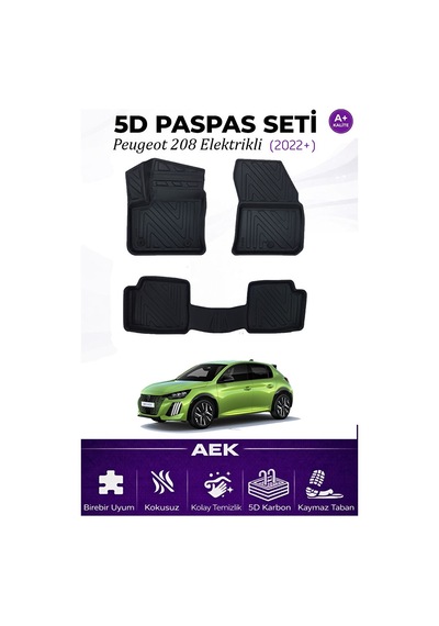 Peugeot E 208 2022+ Araca Özel Havuzlu "karbon" Paspas Takımı