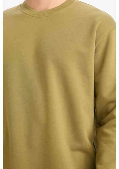 Defacto Relax Fit Bisiklet Yaka Kalın İçi Yumuşak Tüylü Basic Düz Sweatshirt T5139az25aukh256 Haki-kh256