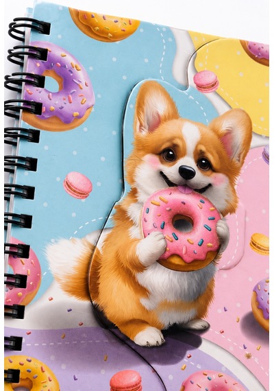 Dolphin Manyetik Kapaklı Spiralli Defter Köpek Ve Donut Figürlü Not Defteri