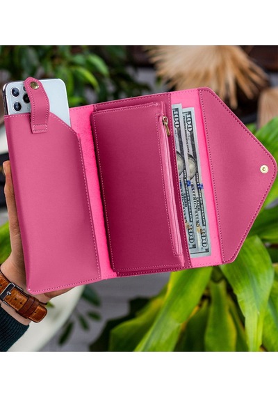 Bk Gift Kişiye Özel İsimli Telefon Ve Bozuk Para Bölmeli Zarf Model Fuşya Kadın Cüzdanı, Sevgiliye Hediye, Anneye Hediye Çok Renkli